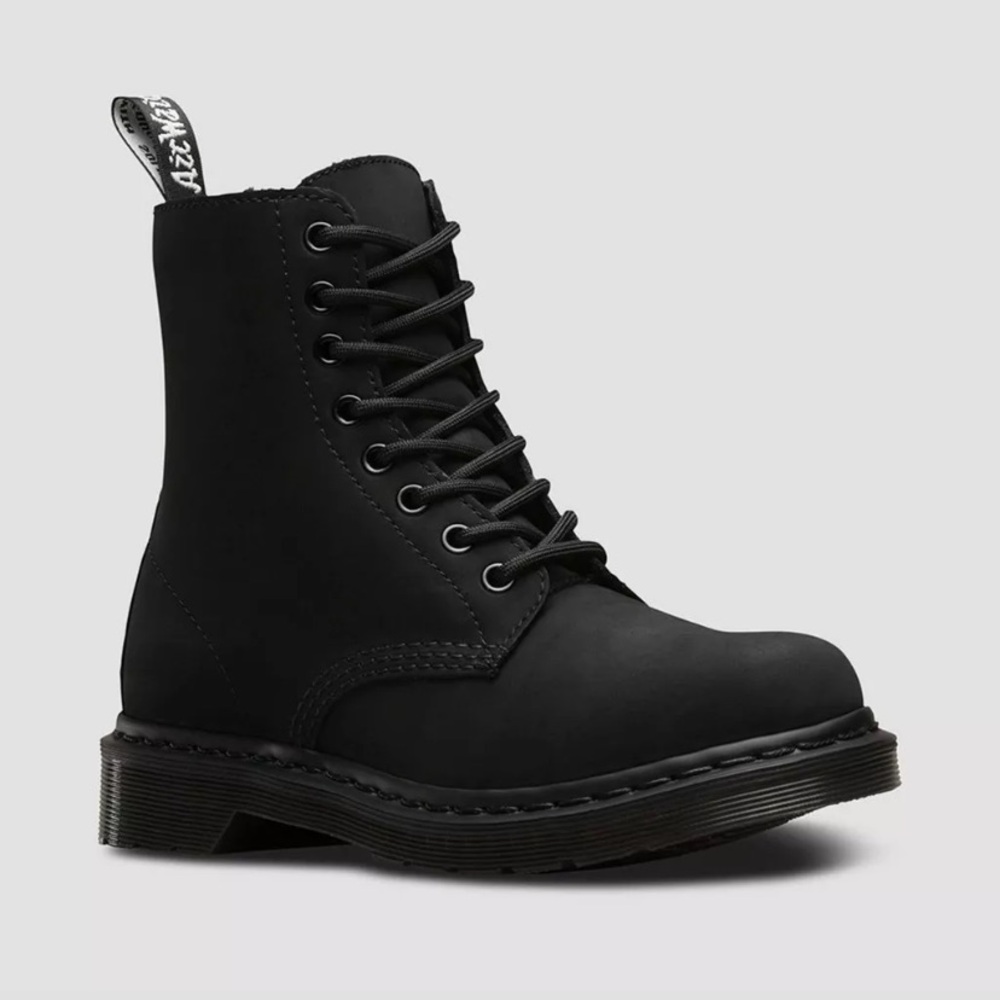 Dr. Martens 1460 MONO FUR LINED Black Nubuck Leather Boots